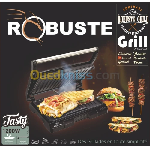  Grill & Panineuse Robuste TASTY - 1000W - revêtement antiadhesif