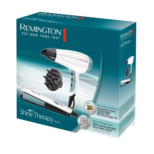 Coffret cadeau REMINGTON SHINE THERAPY Gift Set lisseur + sèche-cheveux S8500GP