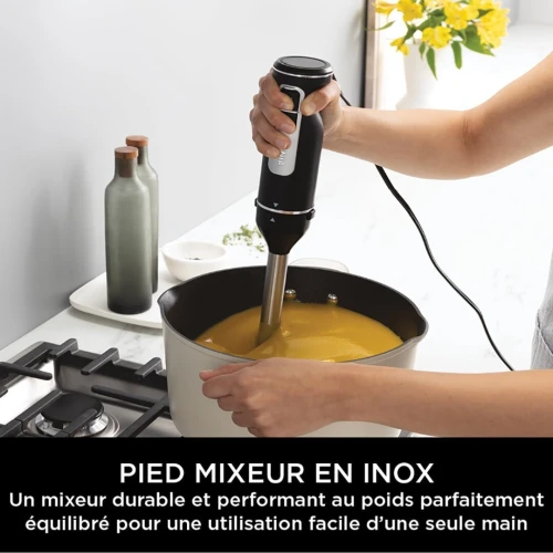 Bras Mixeur NINJA Foodi 3-en-1, Mélangeur Hachoir à main, pétrir,850W,NOIR-ci100