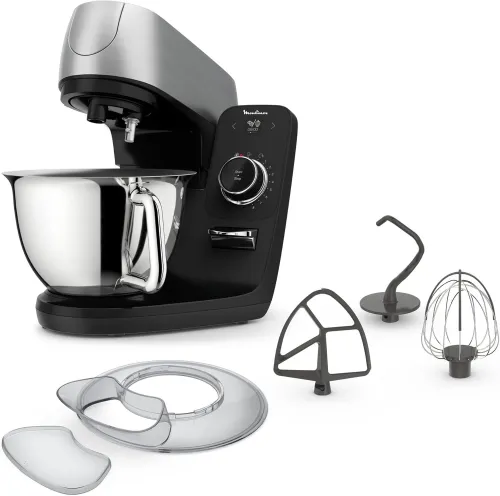 Moulinex Robot pâtissier, Bol inox 5.5 L, 8 programmes recettes fondamentales, Technologie brevetée, Silencieux, Robuste,QA900810