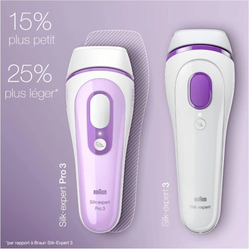 Épilateur À Lumière PulséeSilk-Expert Pro 3, Corps Et Visage, 3 niveaux - 300 000 flashs - PL3011
