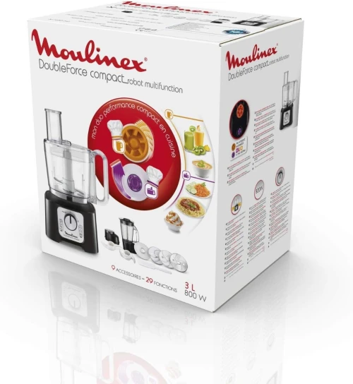 moulinex Robot multifonction Compact Bol 3L+Blender 1,25L-6 vitesse-9 accessoires-FP546811