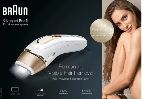 BRAUN Épilateur à lumière pulsée  Silk-Expert Pro 5 IPL - 400 000 flashes - PL5054