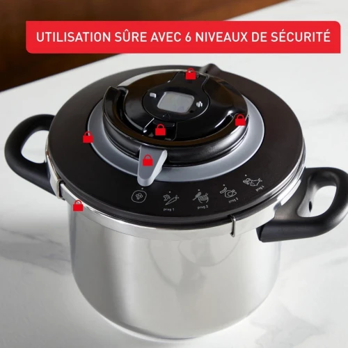 Cocotte-minute SEB-Clipso+ CHEF 6L, 4-6 personnes, Induction, 4programmes de cuisson, Cuisson rapide