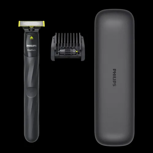 Rasoir électrique philips OneBlade Pack cadeau QP1424 - 1 sabot réglable 5 en 1 -  coffret de voyage haut de gamme- Autonomie 30 min