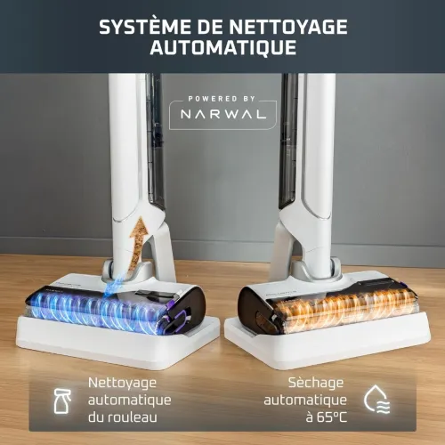 Rowenta X-Clean 10-Aspirateur Laveur sans fil-Design plat 180 degré-Autonomie 60min-Blanc-GZ7540WO