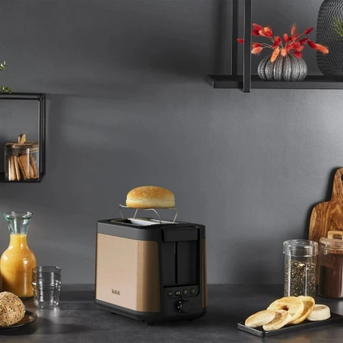 Tefal Coppertinto TT430G10 Grille-pain, 850 W, noir/cuivre, Or