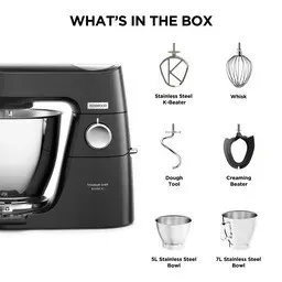 Kenwood Robot pétrin Titanium Chef Baker XL - 1200 Watt - noir- balance intégré -kvl8500.4bk