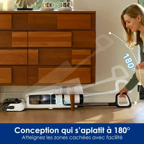 Balai aspirateur laveur s6 stretch -aplatit à 180 -40min autonomie -FlashDry 3 modes nettoyage 