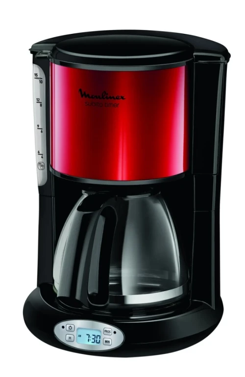 Moulinex Cafetière filtre programmable FG362D10 inox rouge - 1,25 L 10 tasses - 1000w