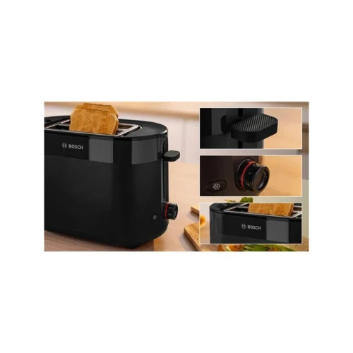 Bosch MyMoment TAT2M123  Grille Pain - 950 W - Fonction décongélation et réchauffage - Noir
