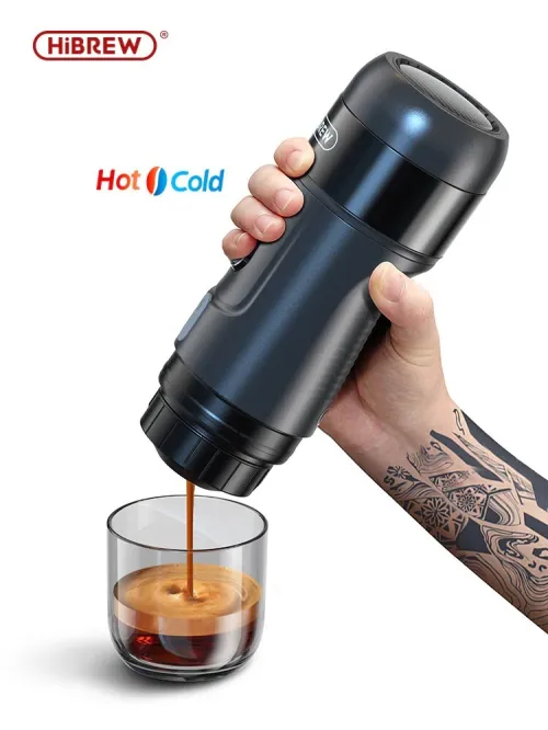 HiBREW H4A Machine à café portable,3en1: nespresso, dolce gusto, café moulu, 15 BARS, Sac et Support