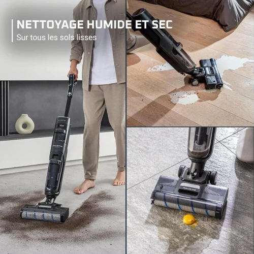 Aspirateur laveur Rowenta Sans fil X-Clean 4- 2en1 -Autonomie 50min-Capacité730ml-Gz5035WO