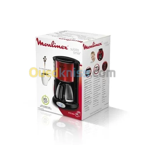 Moulinex Cafetière filtre programmable FG362D10 inox rouge - 1,25 L 10 tasses - 1000w