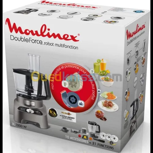 MOULINEX Robot Multifonctions Fp825H10 1000W- Gris Foncé Et Noir