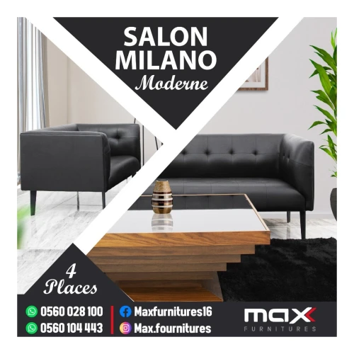 SALON DE BUREAU - CUIR SYNTHETIQUE - MILANO - 4 PLACES