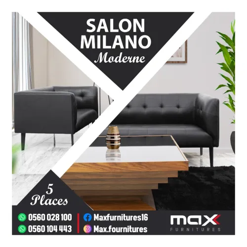 SALON DE BUREAU - CUIR SYNTHETIQUE - MILANO - 5 PLACES