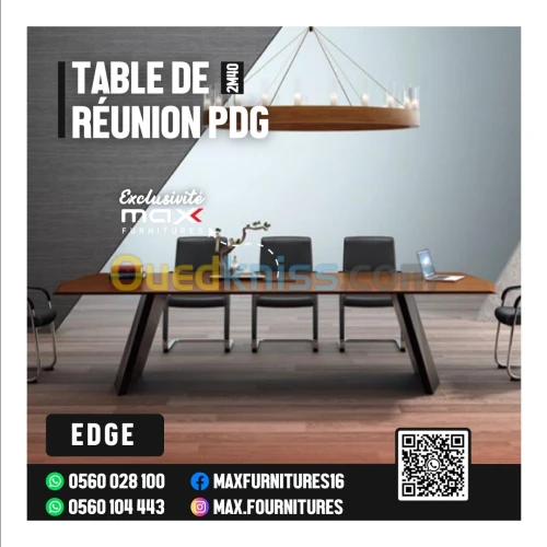 TABLE DE RÉUNION PDG - VIP - IMPORTATION - EDGE - 2,40M - 3,20M