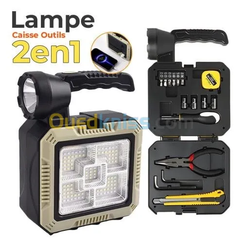 Lampe Solaire Portable 6 en 1 avec outils 1 مصباح يدوي متعدد الوظائف 6 في