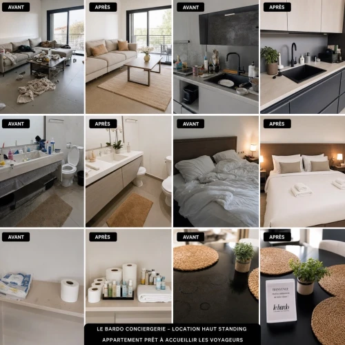 Nettoyage d'appartement en location courte durée airbnb ect