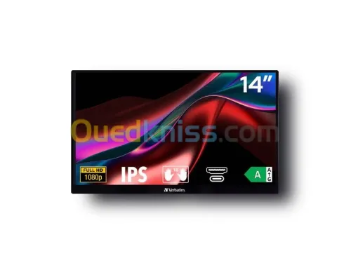 ECRAN VERBATIM PORTABLE TACTIL PMT -14  14" IPS FHD BETTERIE 5000 MAH