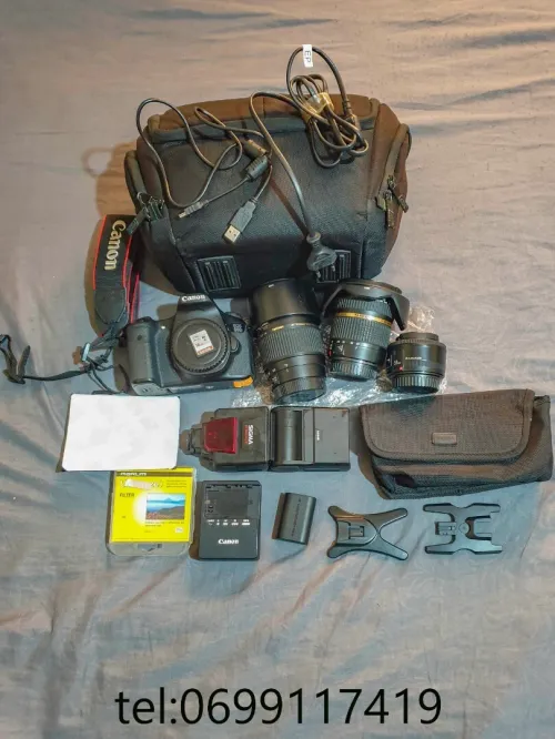 appareil photo canon 60 d 12k avec tous les accessoires 3 objectifs+flash+carte memoire+filtre+dac