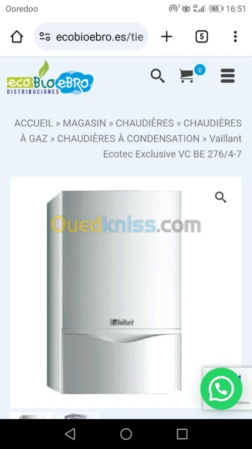 Chaudière Vaillant Ecotec Exclusif VC BE 276/4-7