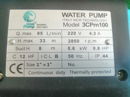 Pompe a eau btop. Aqour. Aigua. Technologie italienne 