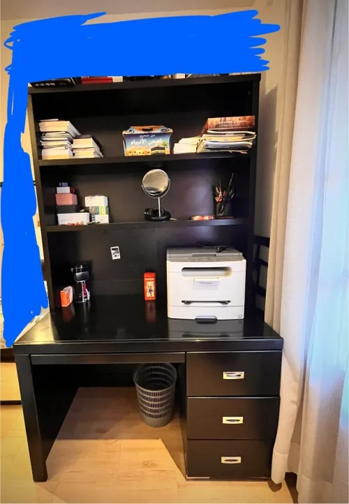 Bureau avec étagères et rangement (tiroirs)