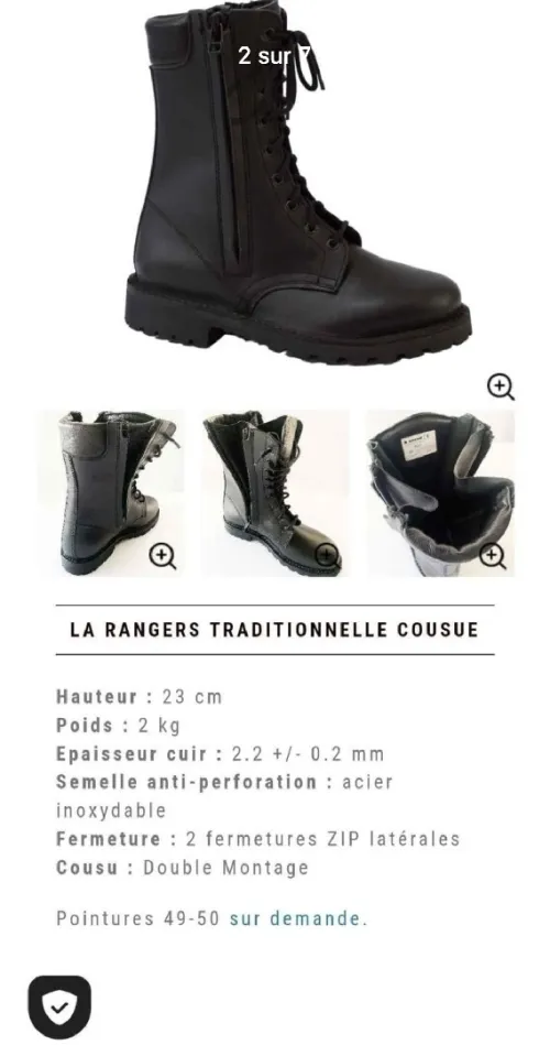 Rangers Cuir souple et robuste confort