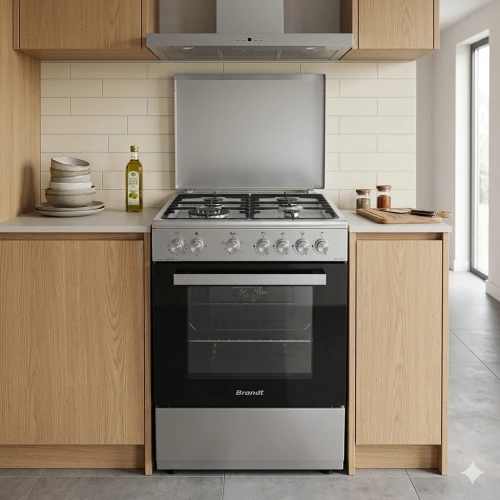CUISINIERE BRANDT 4F+TAB GAZ/ELE VENTILE INOX