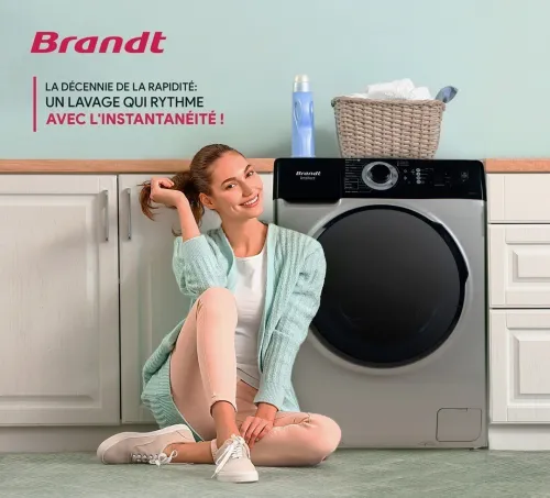 MACHINE A LAVER BRANDT 10.5KG VAPEUR GRISE