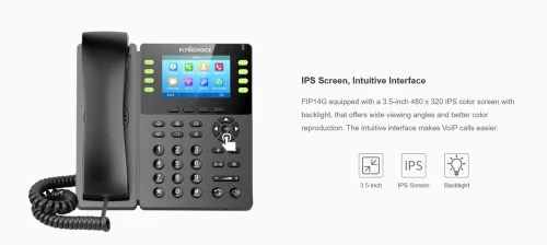 FLYINGVOICE - FIP14G (IPBX VOIP) IP PHONE ENTREPRISE écran couleur 3.5", WiFi - 8 Lignes SIP - PoE