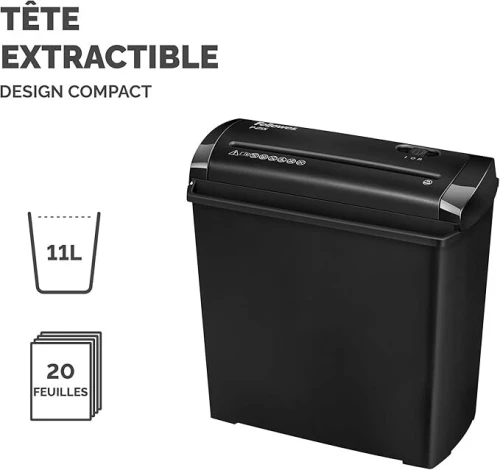 Fellowes Destructeur de Documents Powershred P-25S  11L, Sécurité P1, Noir