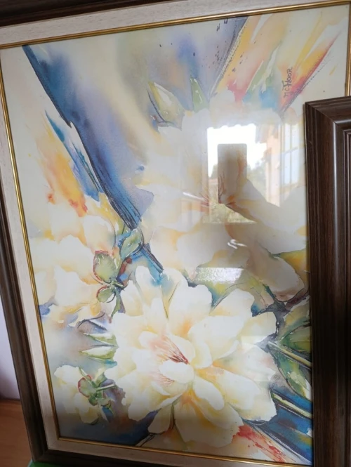 Lot Déco : Grand Miroir Carré & Tableaux Variés  مرآة مربعة كبيرة ومجموعة لوحات فنية متنوعة occasion