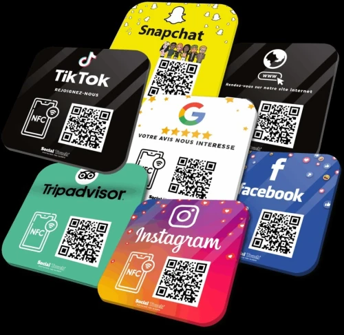 Plaques Réseaux Sociaux NFC & QR Code