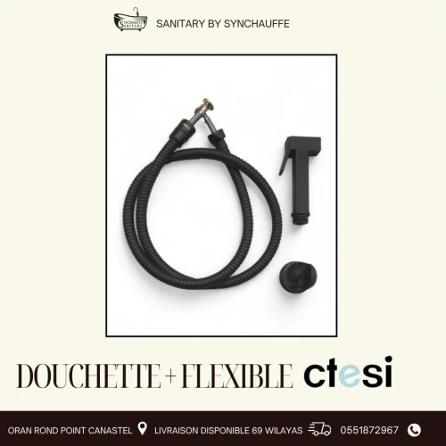 KIT ABLUTION FLEXIBLE + DOUCHETTE + SUPPORT EN METAL CTESI
