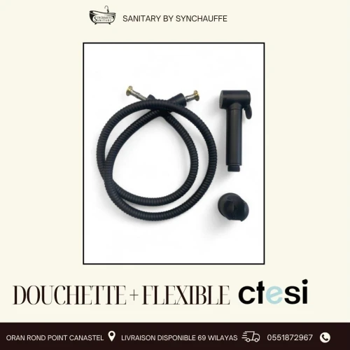 KIT ABLUTION FLEXIBLE + DOUCHETTE + SUPPORT EN METAL CTESI