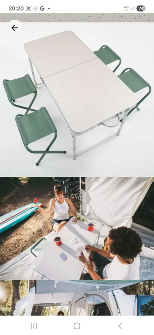 Table de camping plainte -4 tabourets à 6 personnes 