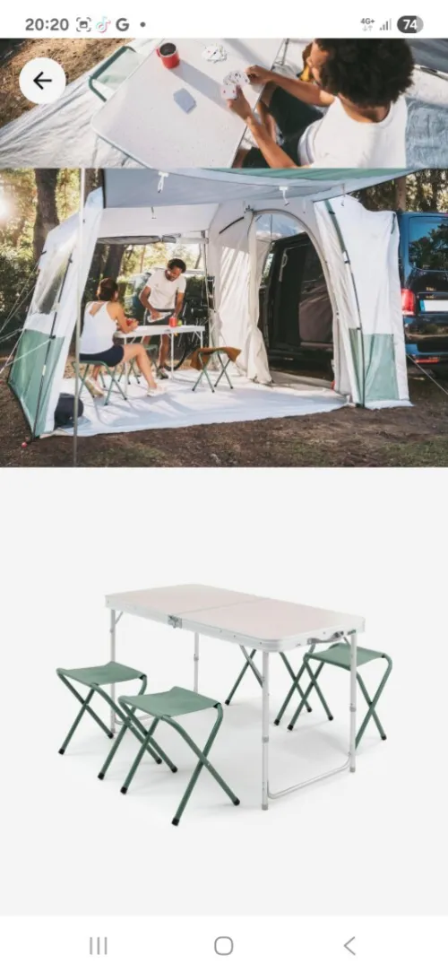 Table de camping plainte -4 tabourets à 6 personnes 