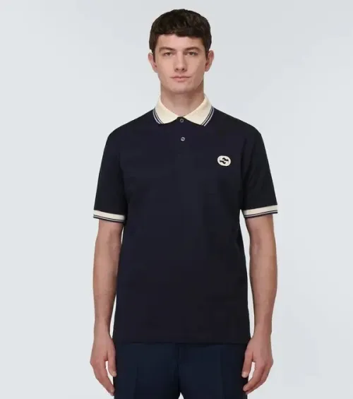 Gucci T-SHIRT Polo En Coton Avec Détail GG Enlacés