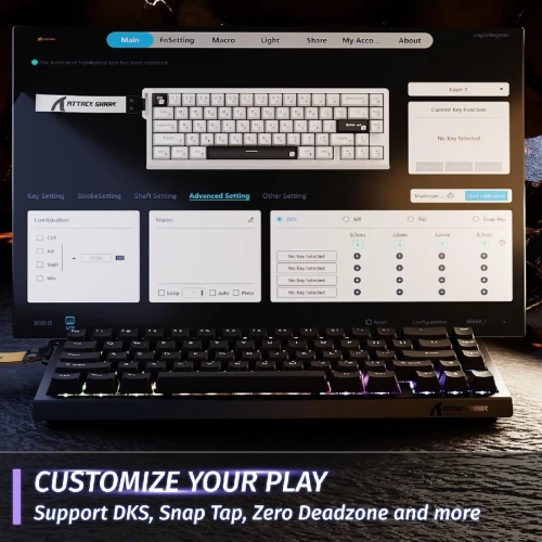 Clavier Gaming Magnétique ATTACK SHARK X68HE 60% avec Rapid Trigger et 8000Hz - لوحة مفاتيح المغناطيسية