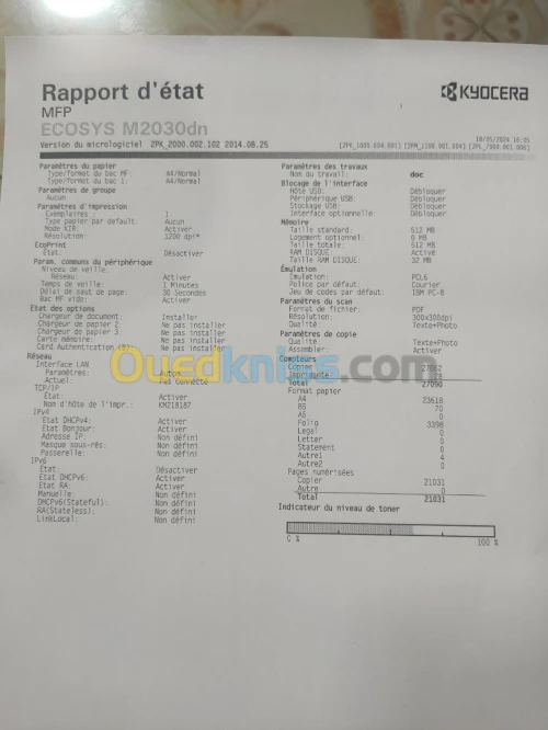 PHOTOCOPIEUR laser noir KYOCERA ECOSYS M2030 DN