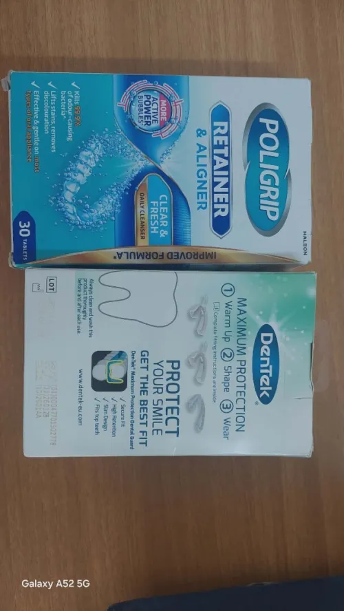 dentek maximum protection dental guard+Poligrip Retainer & Aligner Daily Cleanser 30 Tablets