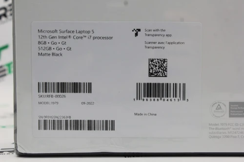 MICROSOFT SURFACE LAPTOP 5 I7 12th 8GB 512GB SSD 15" TACTILE 2K NEUF  