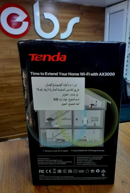 Tenda Répéteur WiFi 6 A33 AX3000