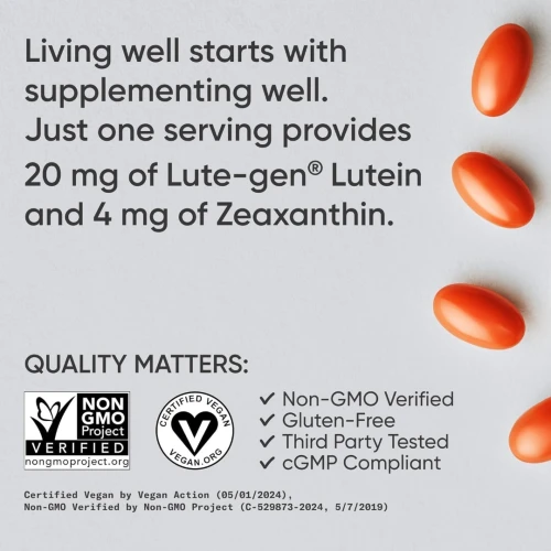 Sports Research Lutein & Zeaxanthin 120 CAPS Vegan Support Vision USA PRODUCT