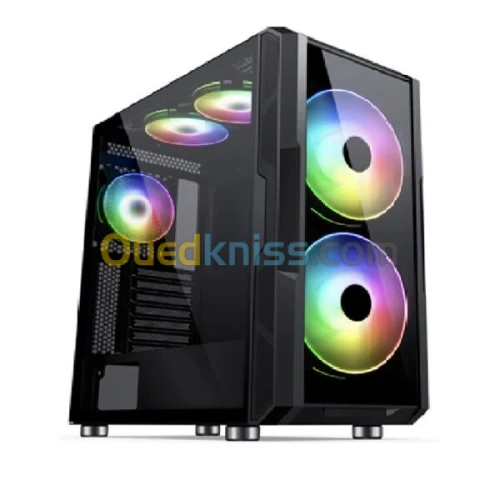 HYBROK HACKER ATX RGB GLASS Avant 2 x 20cm avec LED RGB Arrière 1 x 12 cm Case Desktop