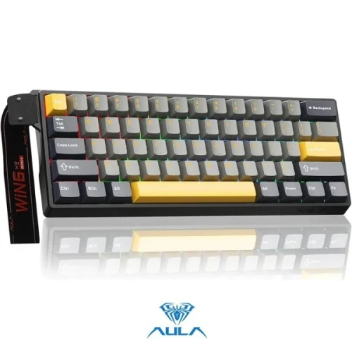 keyboard Gaming AULA WIN60 MAX HE 8k Magnetic Switch GREY AND YELLOW
