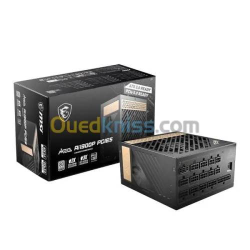 MSI MEG Ai1300P PCIE 5.1 ATX 3.1 Gaming Power Supply - Full Modular - 80 Plus Platinum Certified 1300W - 100 Japanese 105C Capacitors - Compact Size - ATX PSU